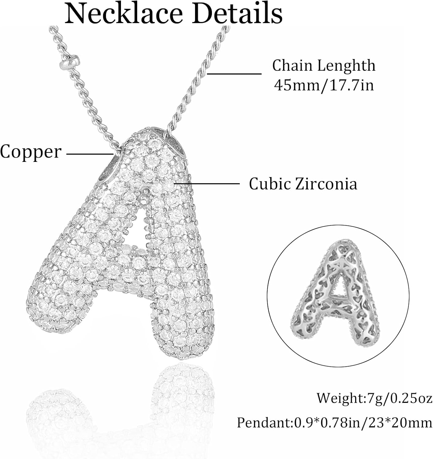 Bubble Letter Necklace Gold Balloon Initial Pendant Necklace Dainty Zirconia Alphabet Name for Women Birthday Jewelry Gifts - Image 6