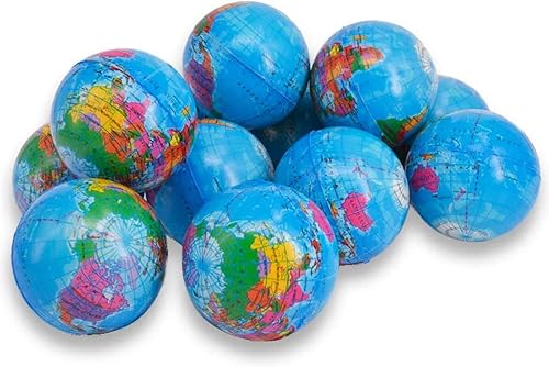 Wang-Data Paquete de 24 bolas de estrés exprimibles del mundo para niños, minibola de tierra, alivio de presión, bolas de salud con patrón de globo, Wang-Data Paquete de 24 bolas de estrés exprimibles del mundo para niños, minibola de tierra, alivio de presión, bolas de salud con patrón de globo,