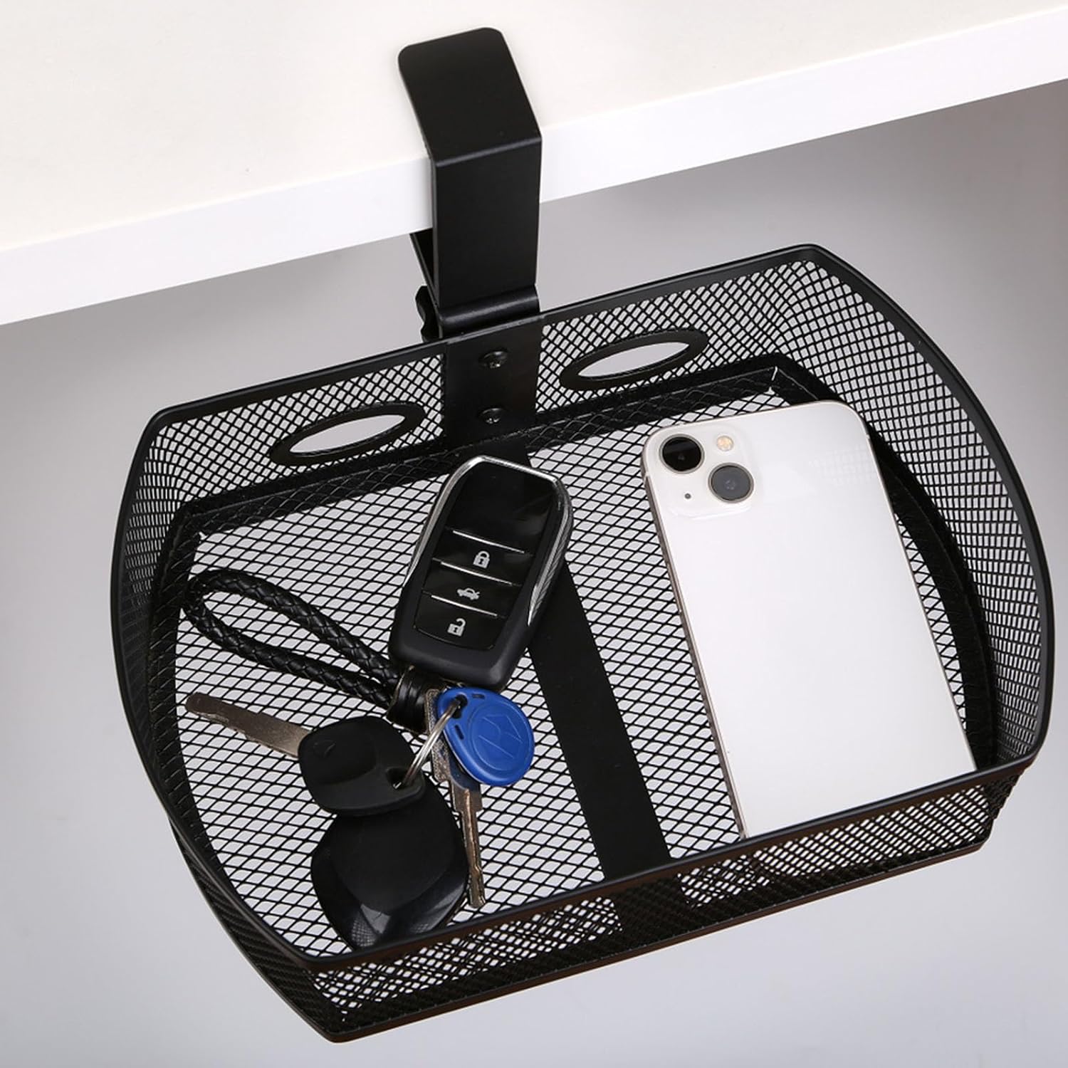 フォートゲート 360度回転式デスク下オーガナイザー ドリル不要の取り付け 金属製収納トレイ オフィス用品 ホームオフィス S