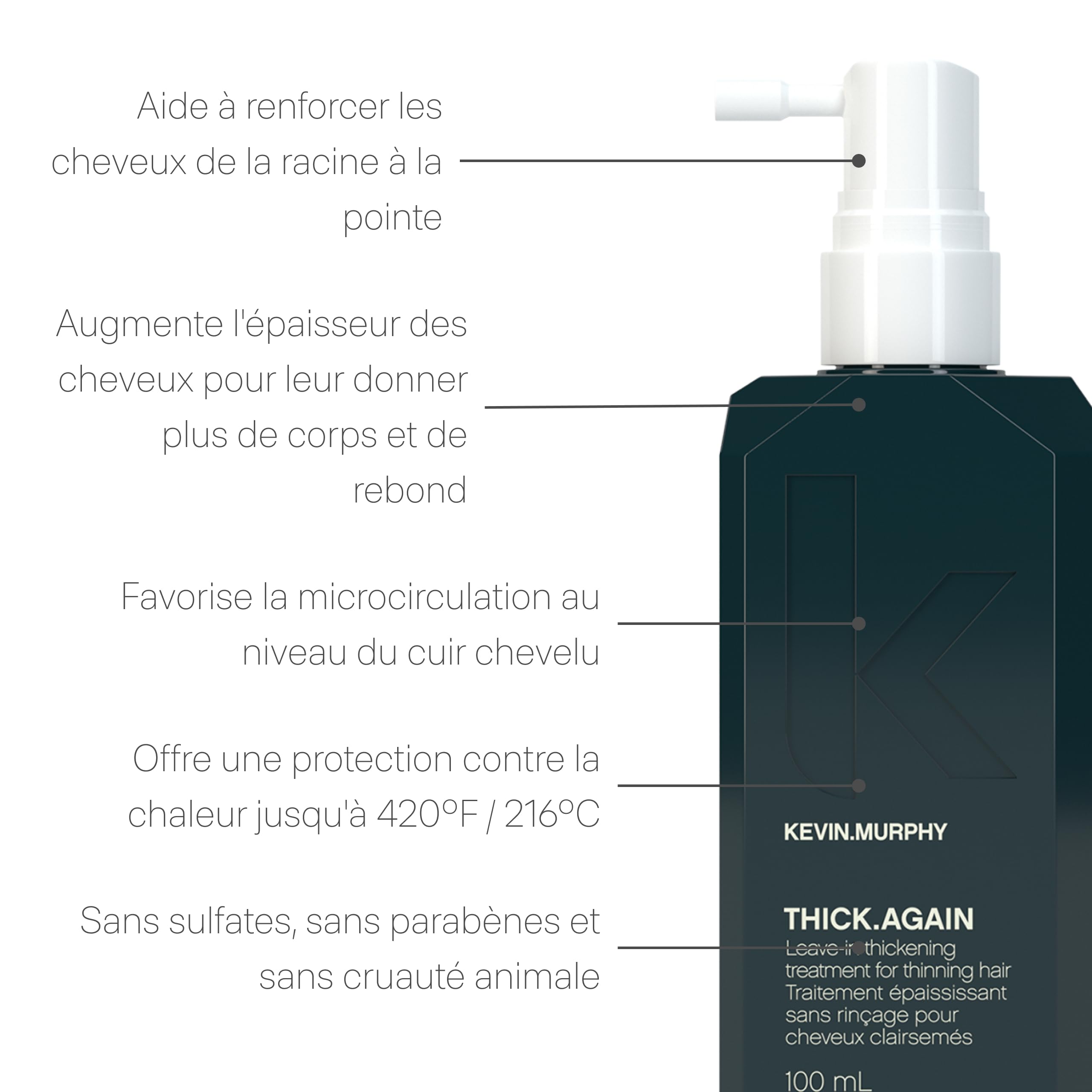 Kevin.Murphy Thick.Again Sprühkur für Männer, 100ml | Leave-In Sprühkur für Männer für Feines, Dünner Werdendes Haar, Hitzeschutz mit Brennnessel, Sulfatfrei