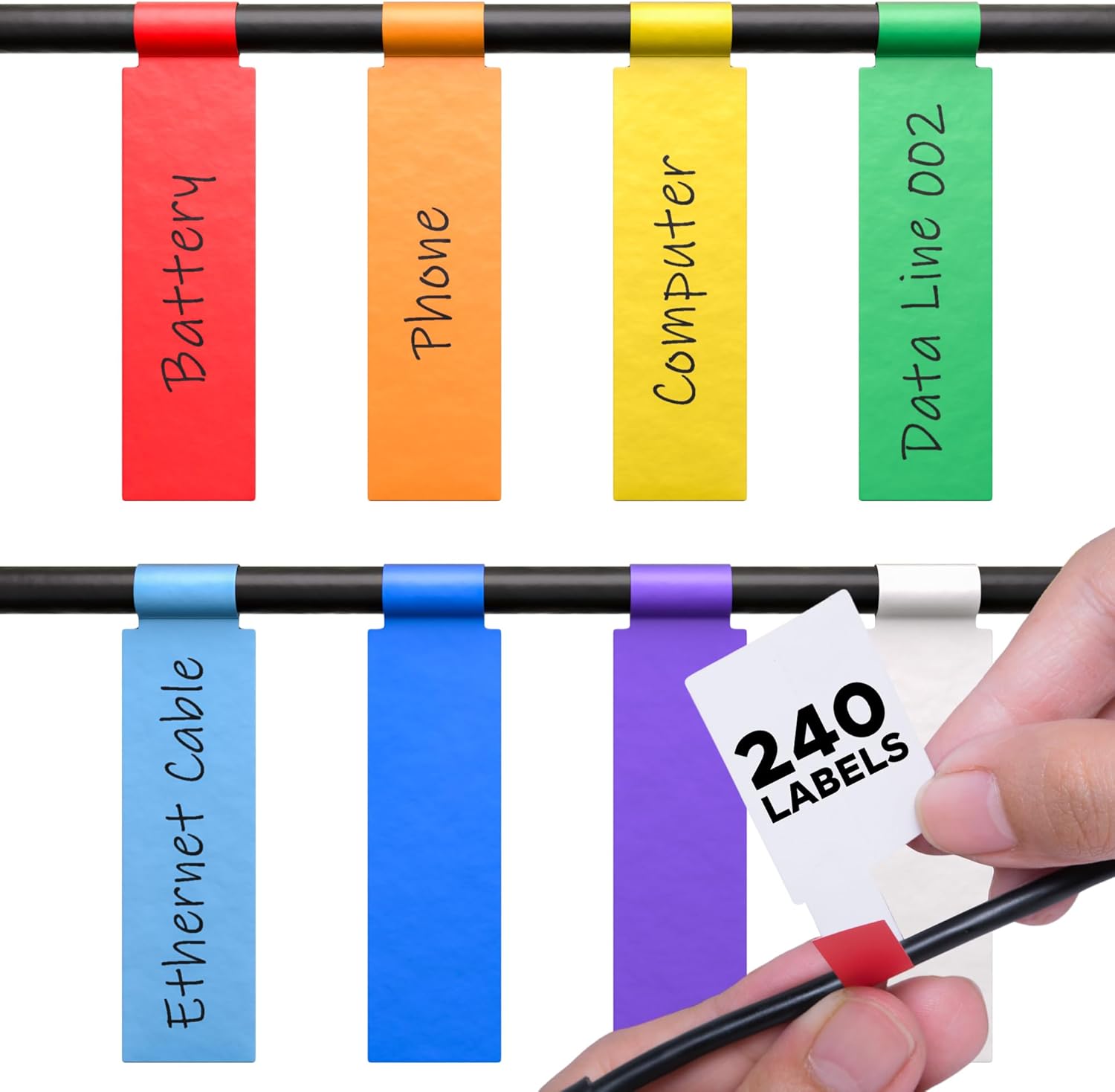 XFasten Cable Labels Tags for Cable Management 240 pcs