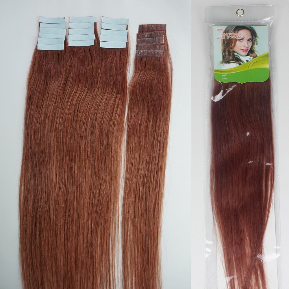 16" 18" 20" 22" 24" Tape In Real Human Hair Extensions Natural Straight 100% Human Hair Beauty 19colors 20pcs in one pack,(20" 50g/20pcs color#01 Jet Black)