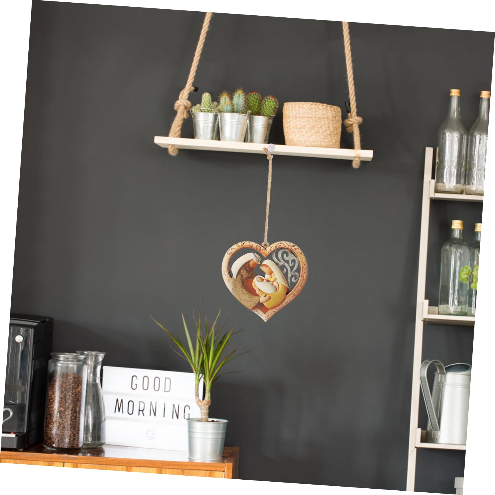 LIFKOME Liebe Anhänger Heilige Familie Krippe Ornament Weihnachtsbaum-anhänger Wanddekoration Für Zu Hause Heilige Familie Weihnachtsschmuck Wandkunst-anhänger Für Zu Hause Hölzern