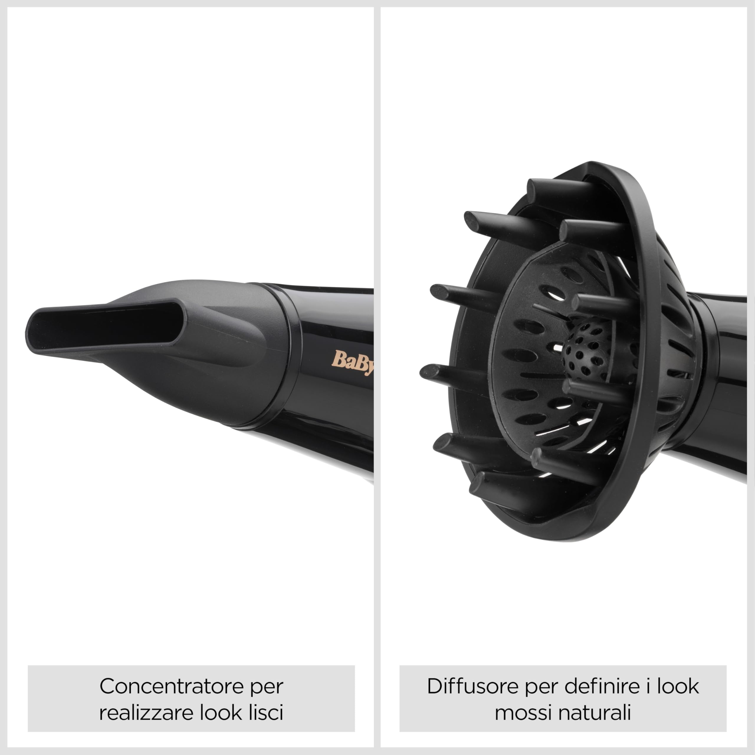 BaByliss Asciugacapelli con cavo retrattile, 2000W Phon Capelli Professionale, funzione ionica anti-crespo, 3 impostazioni di calore - 2 velocità, Nero, D373E