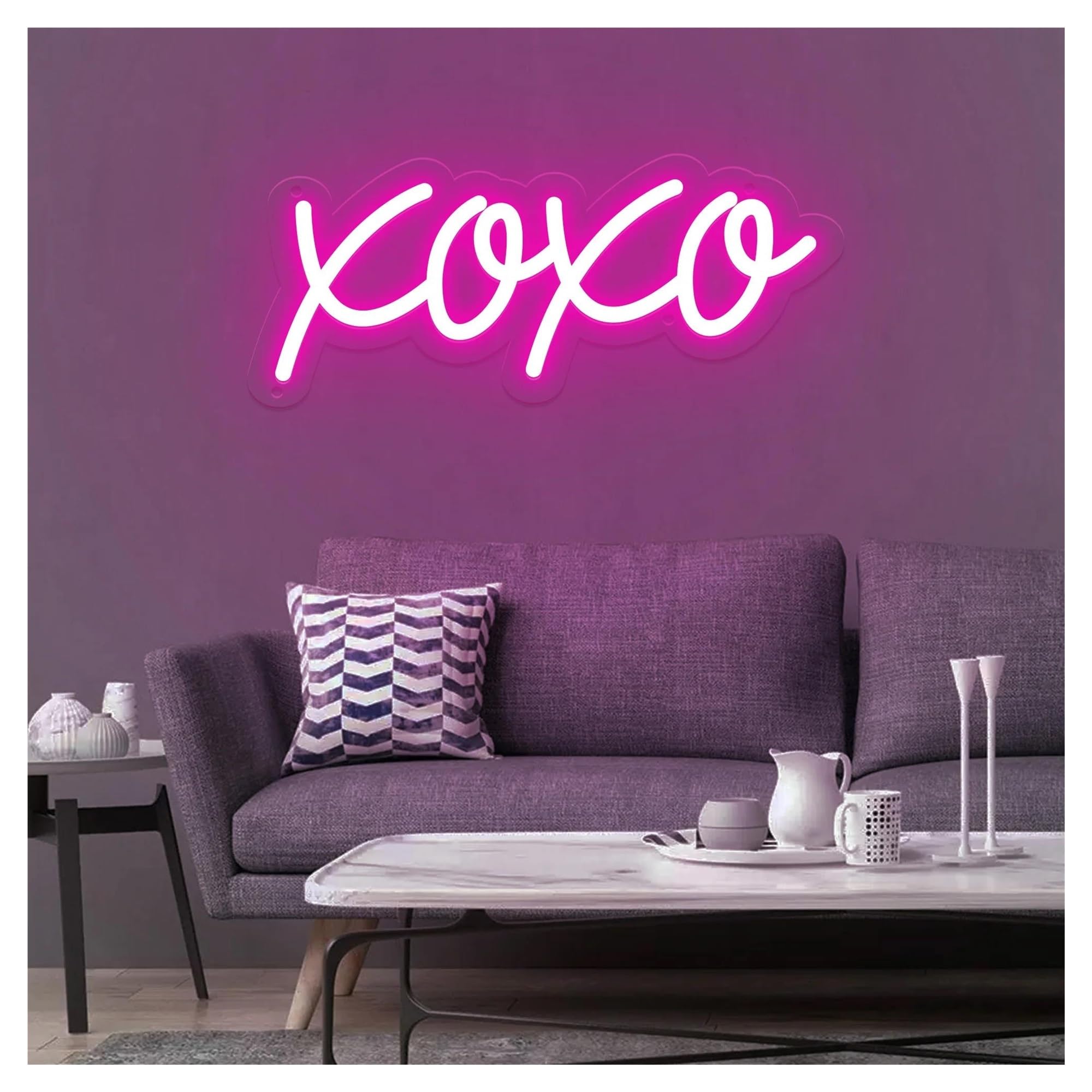 Wiszące neony artystyczne Neon XOXO Pocałunek Uścisk Light Na Wesele Pary Propozycja Zaręczyny Walentynki Dekoracje Ścienne Do Pokoju Możliwość Przyciemniania Lampa 13.78inx6.3in