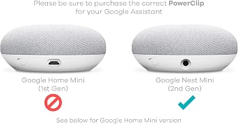 PowerClip Wall Mount for Google Nest Mini Charcoal - Speaker Wall Hub for 2nd Generation Google Nest Smart Home Devices - Space Saving - Uses Only 1 Outlet - Perfect for Google Mini Speaker Installation