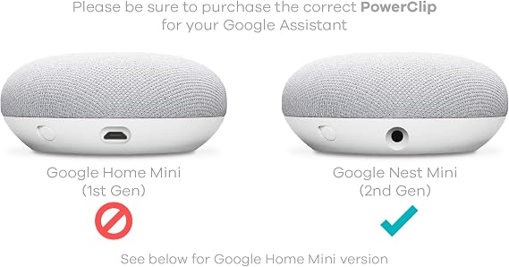 PowerClip Wall Mount for Google Nest Mini Charcoal - Speaker Wall Hub for 2nd Generation Google Nest Smart Home Devices - Space Saving - Uses Only 1 Outlet - Perfect for Google Mini Speaker Installation