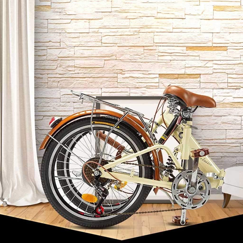 Vélo pliant pour femme en acier à haute teneur en carbone pour jeunes et adultes, 6 vitesses