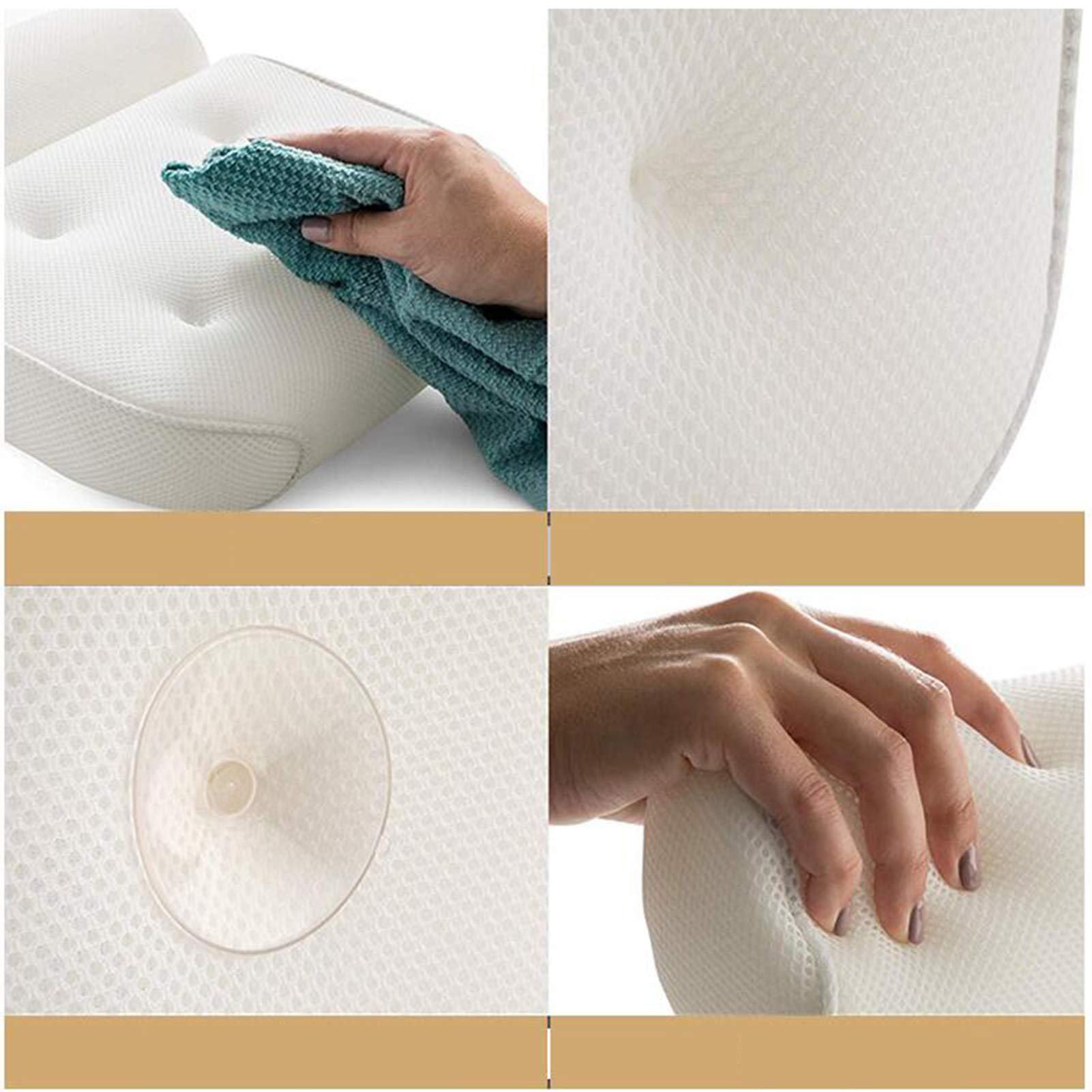 Poduszka do wanny MyrRhe Spa: siatka powietrzna 3D, podparcie szyi i pleców, miękka, 6 przyssawek