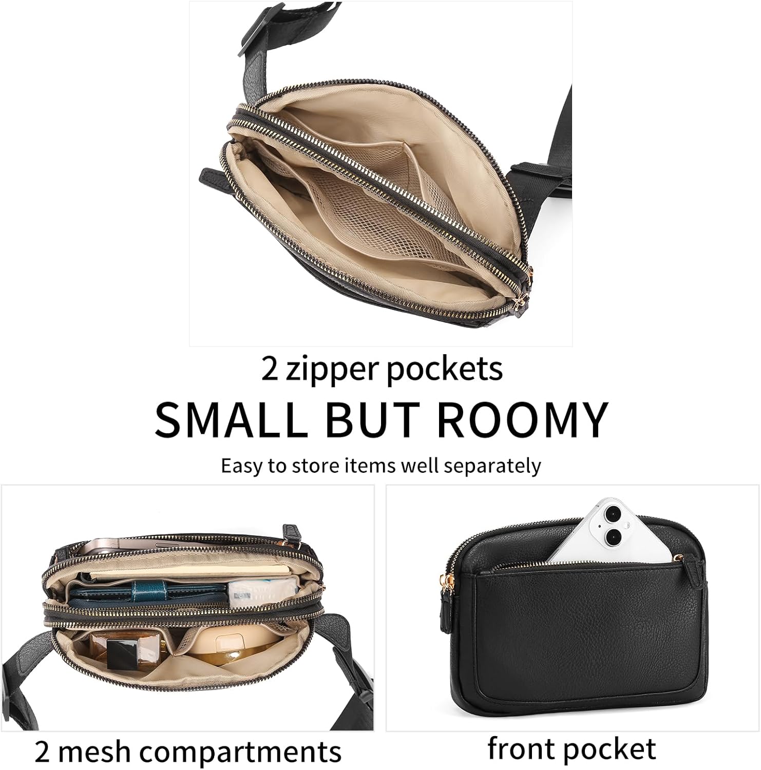 Vegan Leather Belt Bag for Women Fanny Pack Crossbody with Adjustable Strap Fashion Waist Packs by Amxnx… - Image 4