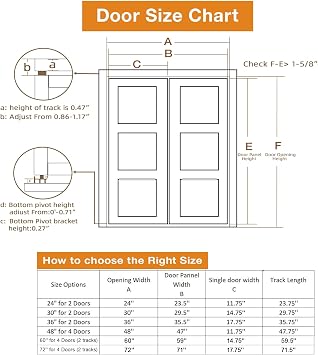 Bifold Door Hardware Kit, 2-Pack 36-Inch Bi-fold Closet Door Track Kit Bifold Closet Door Hardware Kit Folding Door Hardware Repair Replacement Tool Kit