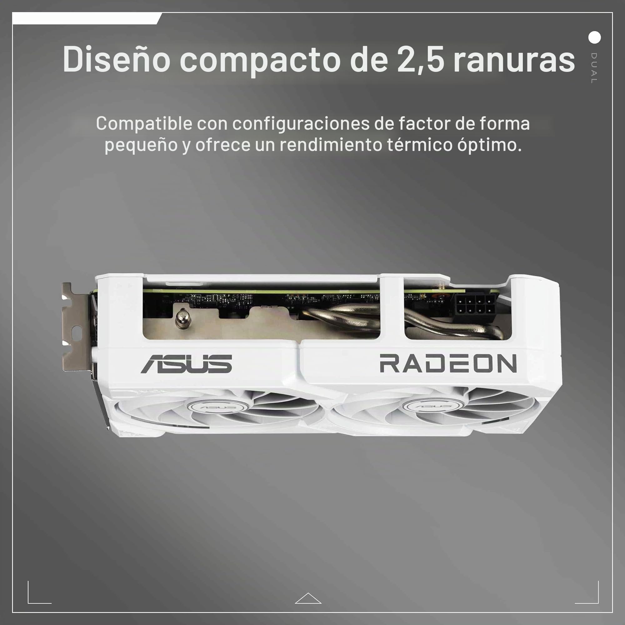 ASUS Dual Radeon™ RX 9060 XT 16GB GDDR6 White Edition (PCIe 5.0, 16gB GDDR6, HDMI 2.1b, DisplayPort 2.1a, 2.5-Slot Design, Axial-Tech Fan Design, 0dB Technology, and More)