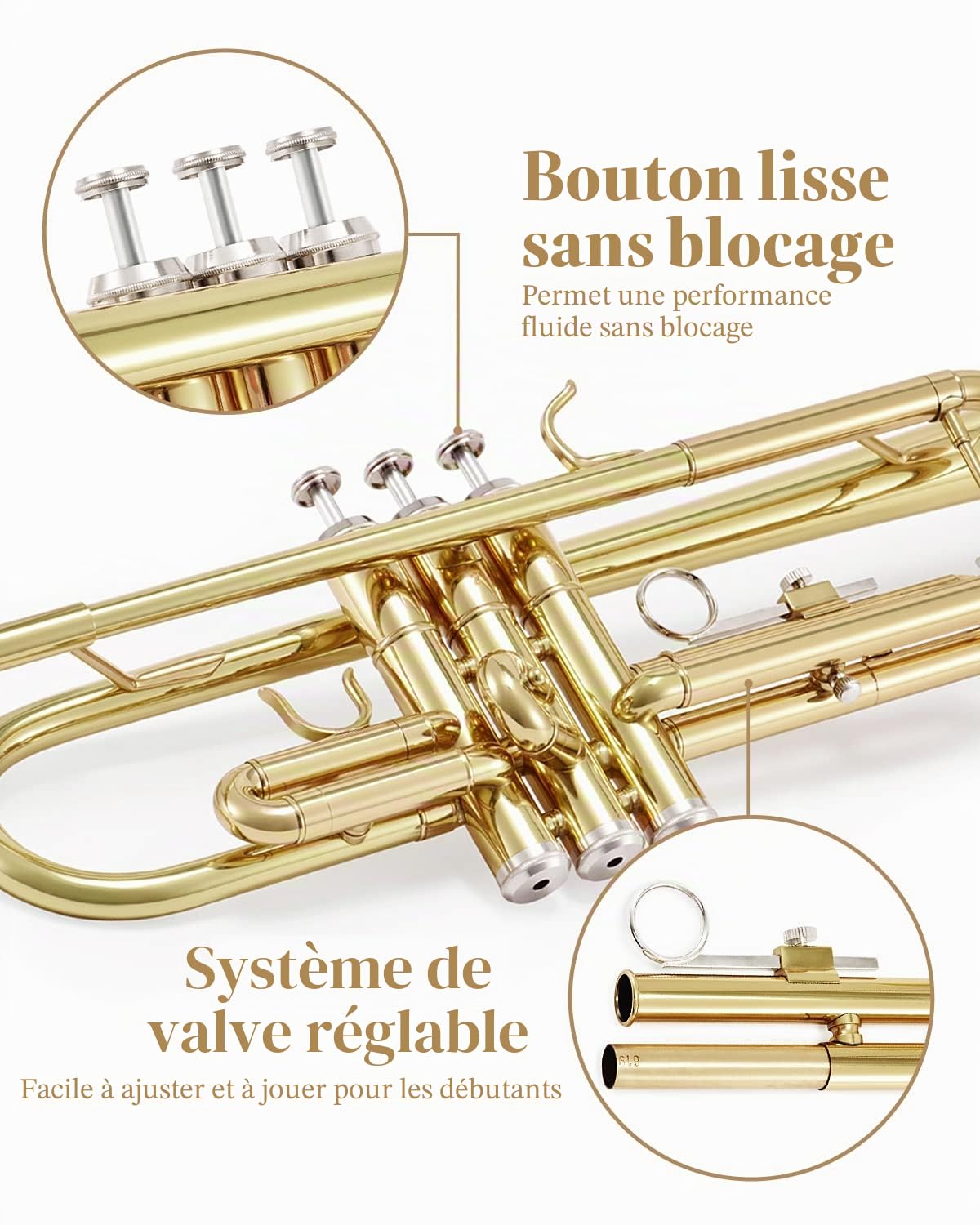 Eastar ETR-380 Standard Student Trumpet,Gold，Bb