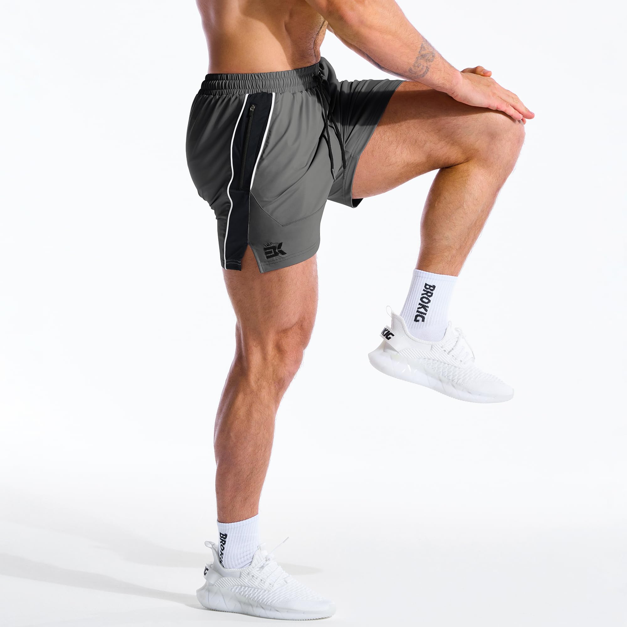 ZENWILL DRI-Armor Pantalones Cortos Hombre Deporte Cremallera Pantalon Corto Running,Ligeros Pantalón Corto Gym Secado Rápido - 3