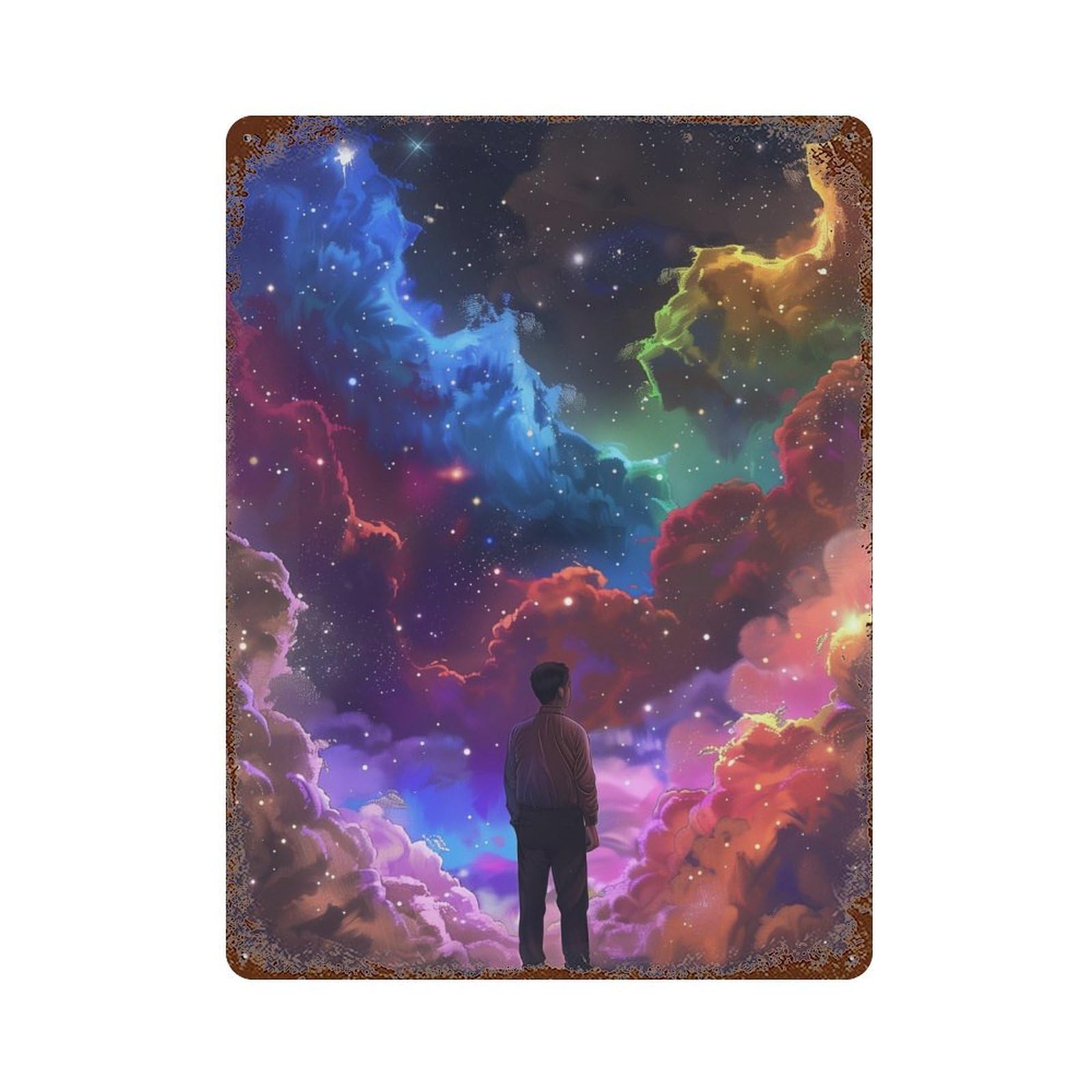 Colorful Sky Dreamscape Decorative Tin Sign 15.7"x11.8", Shabby Chic Decor for Garage, Pub Or Kitchen