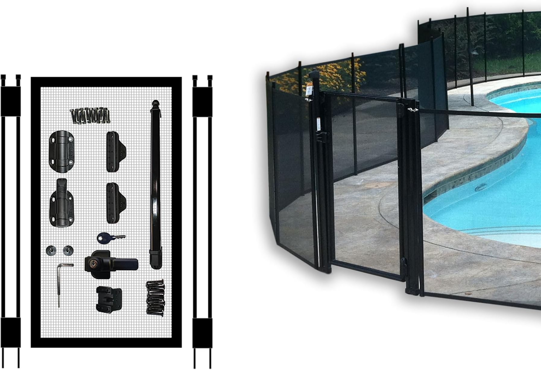 Pool Fence DIY by Life Saver Self-Closing Gate Kit, Black (Pack of 1)