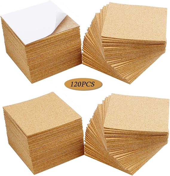 120Pcs Self Adhesive Cork Squares, 4 x 4 Inch Strong Cork Adhesive