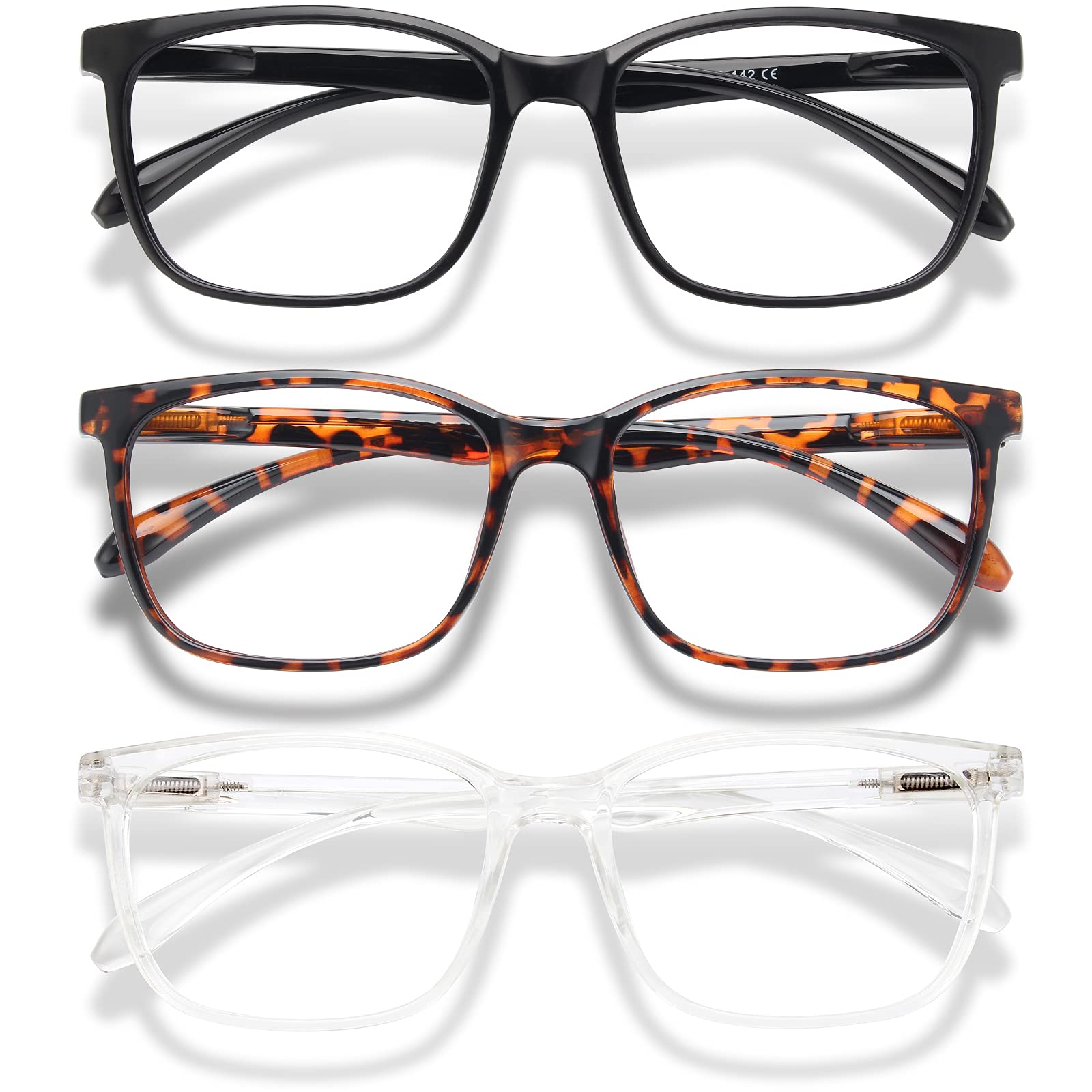 Rutony 3 Pack Blue Light Blocking Glasses Women Men, Computer Gaming Blocker Filter Screen UV Ray, Anti Eye Strain Lens