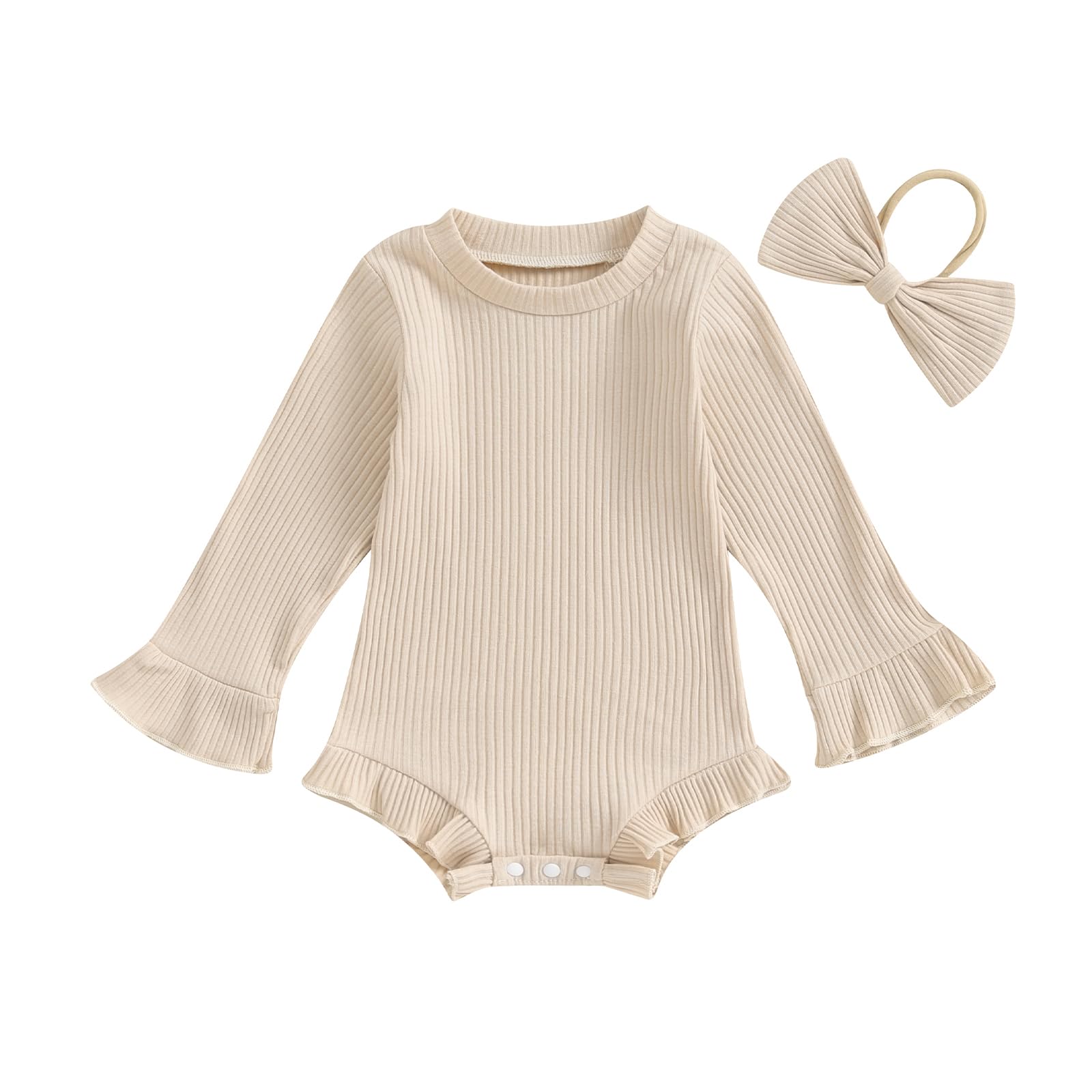 fhutpwNewborn Baby Girl Oversized Sweatshirt Romper Ruffle Long Sleeve Crewneck Onesie Sweater Tops Infant Fall Clothes