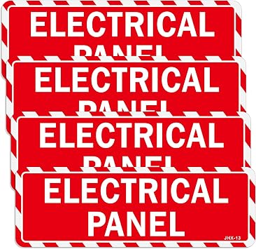 Electrical Panel Sign 4-Pack 39 Inches - Self-Adhesive Clear Warning Labels, Identify Electrical Zones, Ensure Safety for Industrial & Commercial Premises