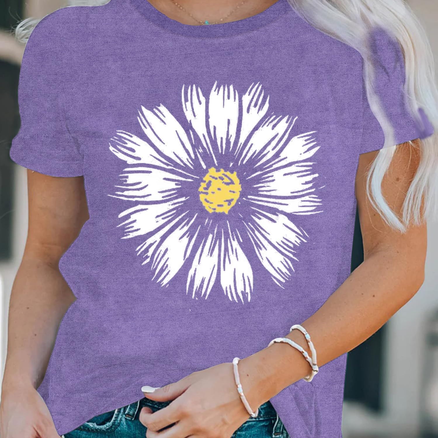 LBP Women's Daisy Shirt Wildflower Shirt Cute Flower Shirt Summer Casual Plant Shirt Floral T-Shirt - Image 4