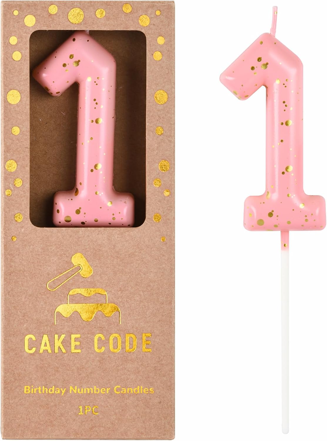 2.76 Inch Classical Pink Gold 16 Number Birthday Candles, Gold Number Candles, Cake Number Candles, Party Celebration