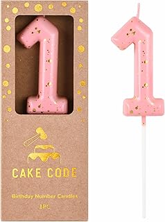 2.76 Inch Classical Pink Gold 1 Number Birthday Candles, Gold Number Candles, Cake Number Candles, Party Celebration