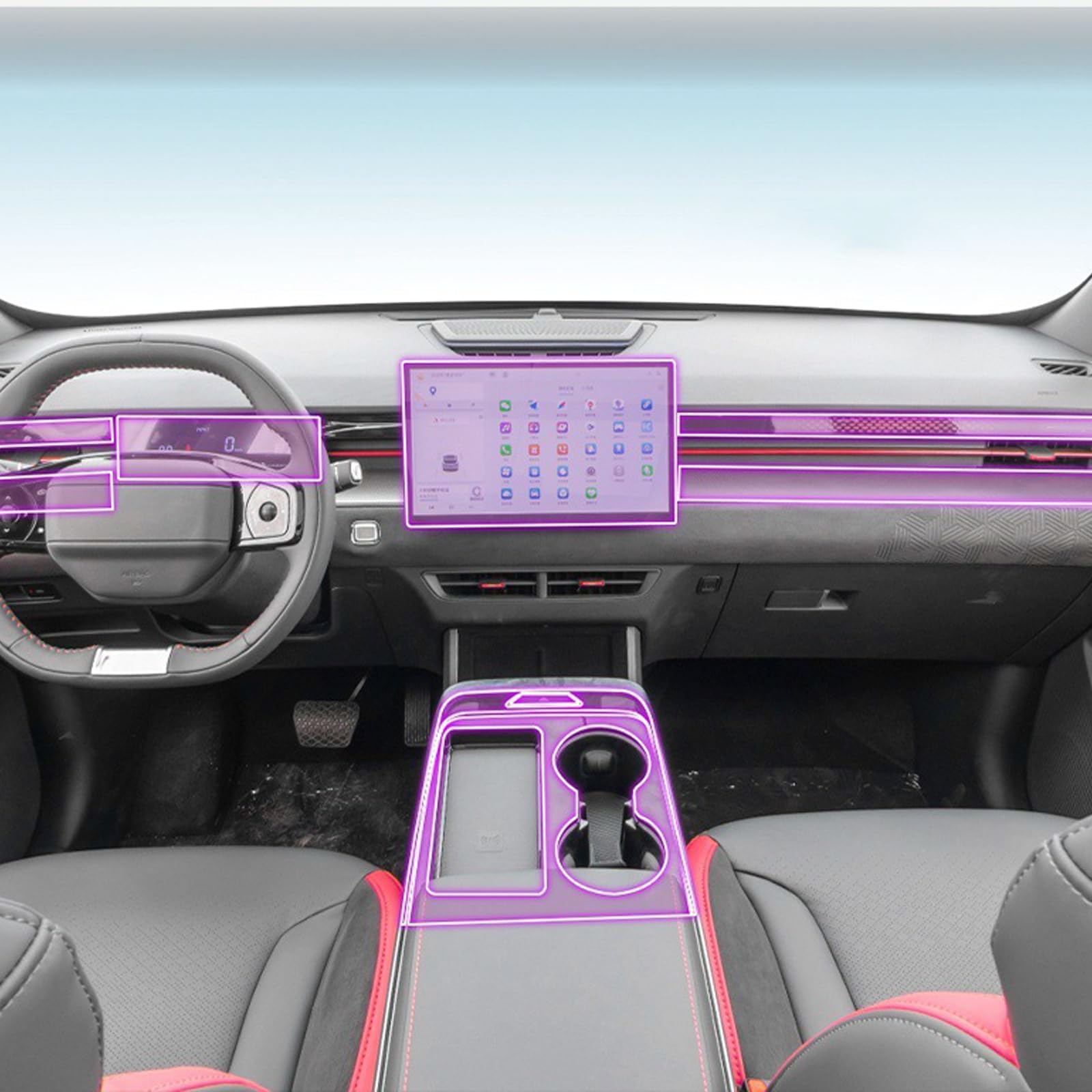 Car Interior Center Console Protective Film for Volkswagen Jetour Dashing 2022 2023 2024,TPU Transparent Protective Film,Anti-Scratch Sticker,for RHD