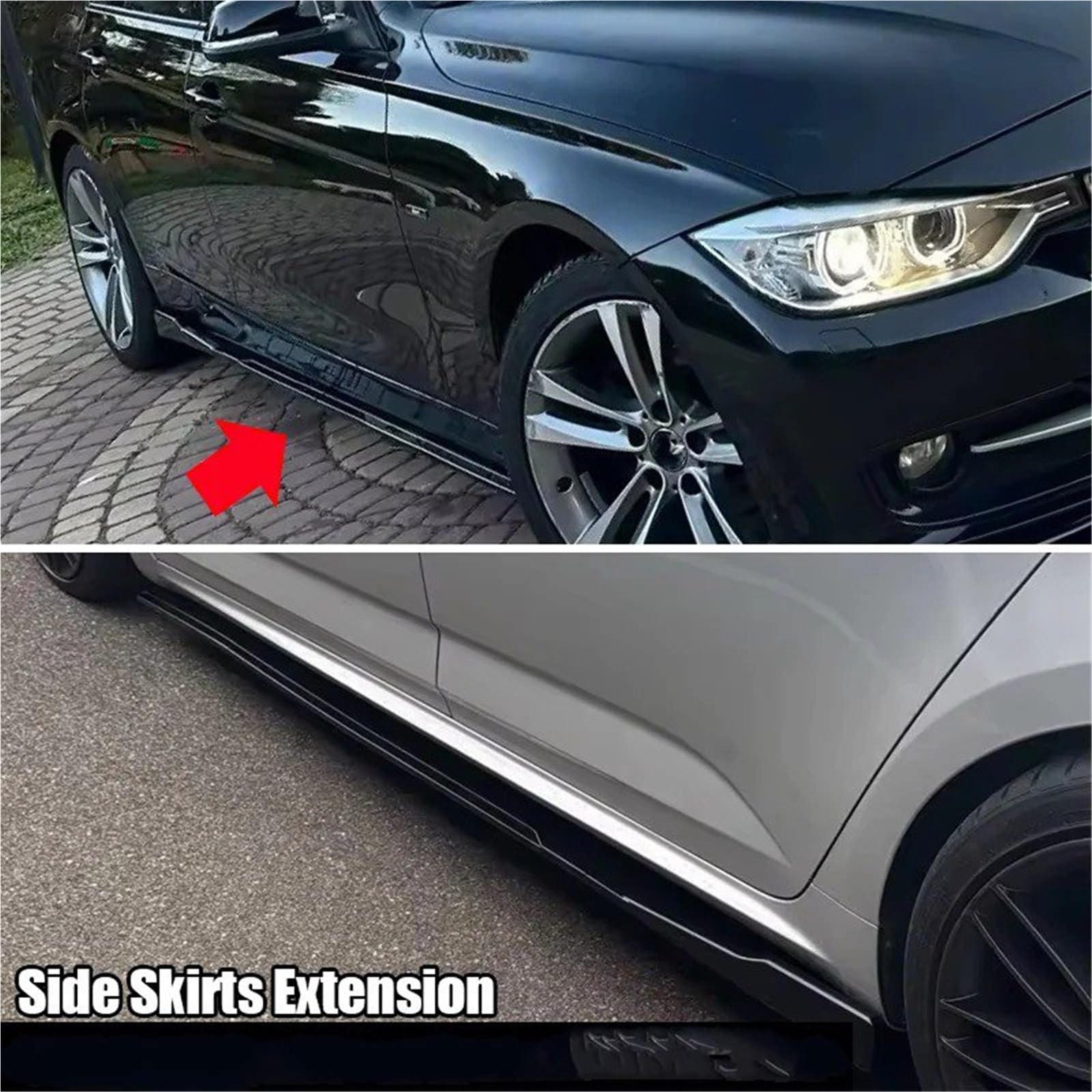 Jupe Latérale pour BMW Série 3 F30 F31 2012-2018 Bas De Caisse Latéraux en ABS Peint Noir Brillant