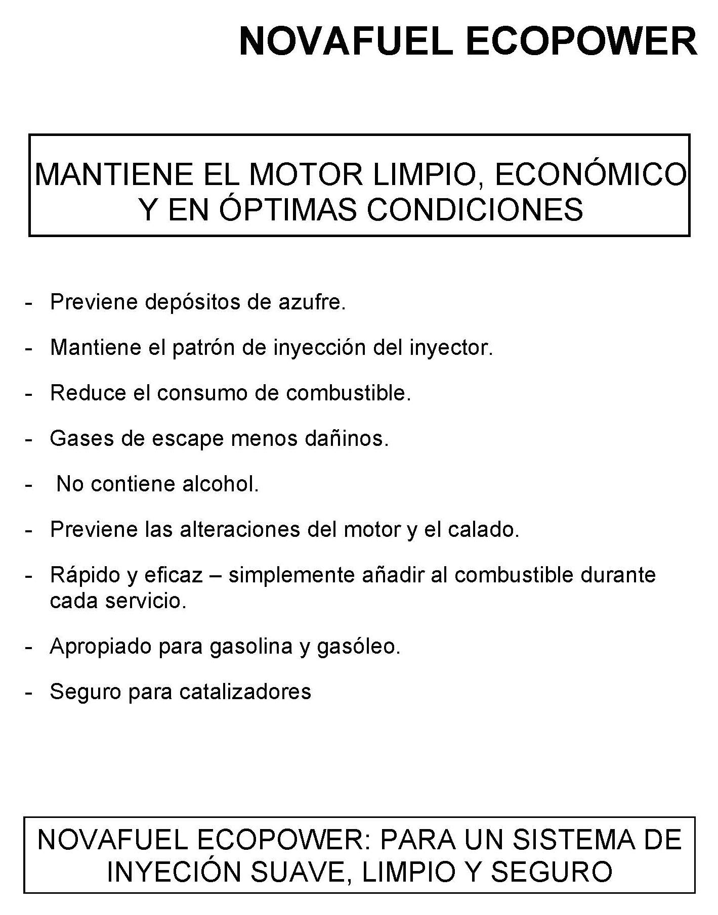 Novatio Aditivo Diésel y Gasolina - Cuidado del Motor Limpiador inyectores Reduce el Nivel de Humos Reduce el Consumo de Combustible Ideal Pasar ITV
