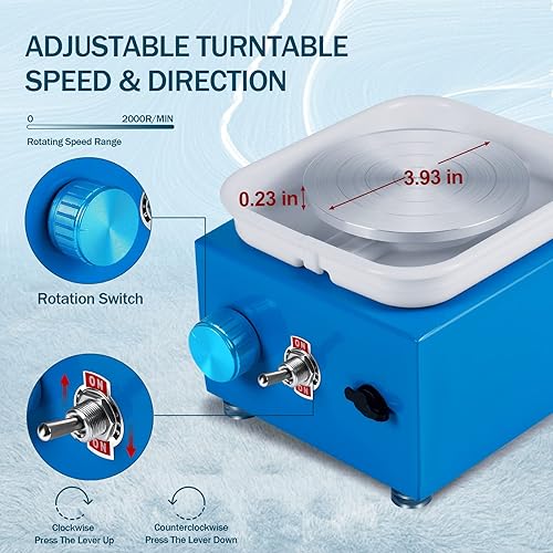 Miniatura 3 de Mini rueda de cerámica para niños, rueda de cerámica eléctrica de secado al aire, máquinas de arcilla de velocidad ajustable con lavabo desmontable,