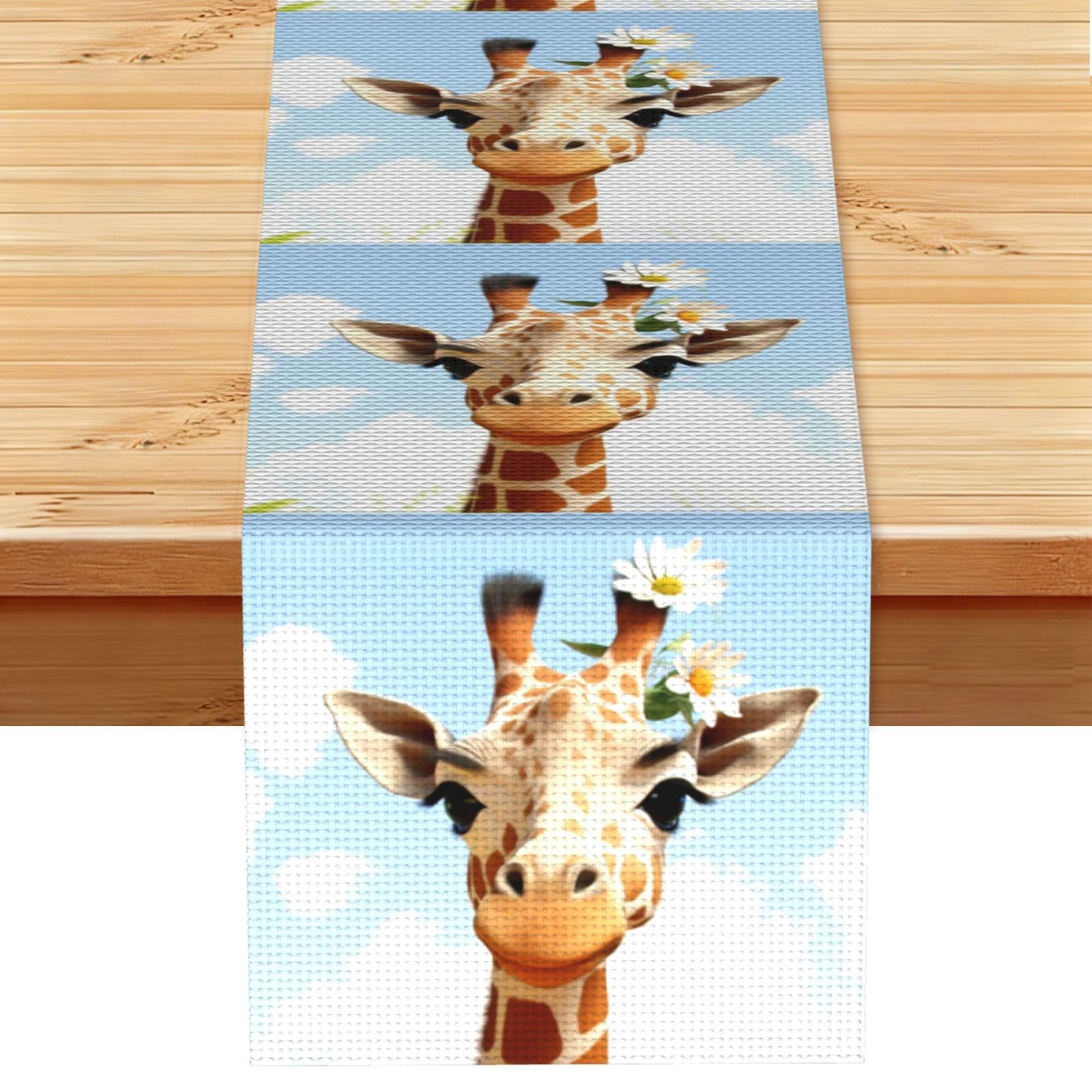 Fodpand Black Rustic Cotton Linen Table Runner, Giraffe Table Runners 13 X 72 Inches, Modern Elegant Farmhouse Tablecloth, Washable Kitchen Dining Table Decoration For Home Party Decor