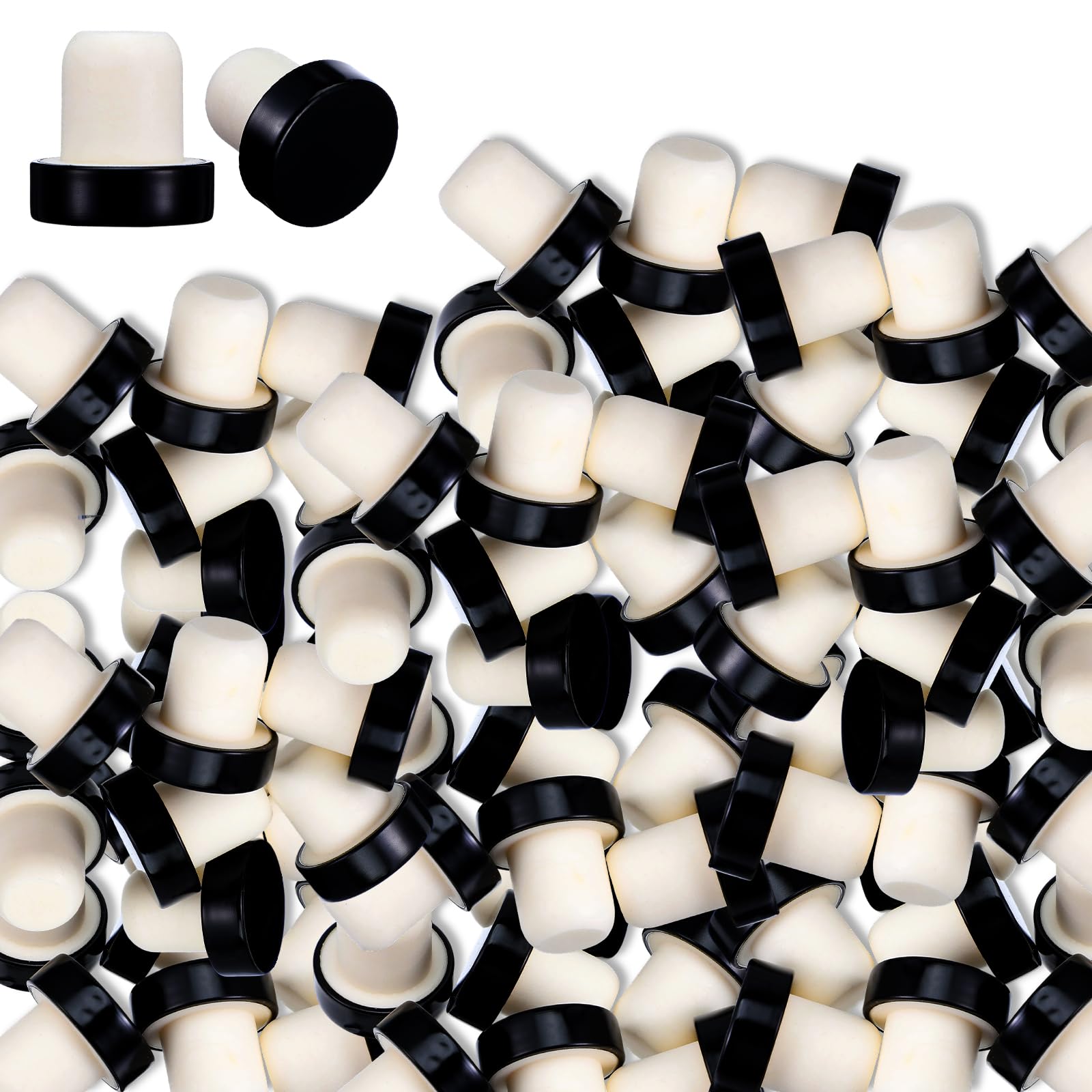 100 Pieces T-shaped Stopper Cork Wine Bottle Stoppers Reusable Wine Sealing Plug for Beer Bottles DIY Craft(Black)