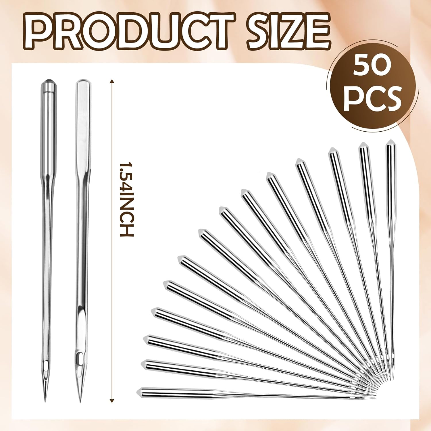 eggigi 50Pcs Size 100/16 Sewing Machine Needles - Universal Sharp-Tip Needles Pins for Thick Fabrics (Jeans/Canvas/Leather), Durable Home Sewing Machine Compatible Tools - Image 2