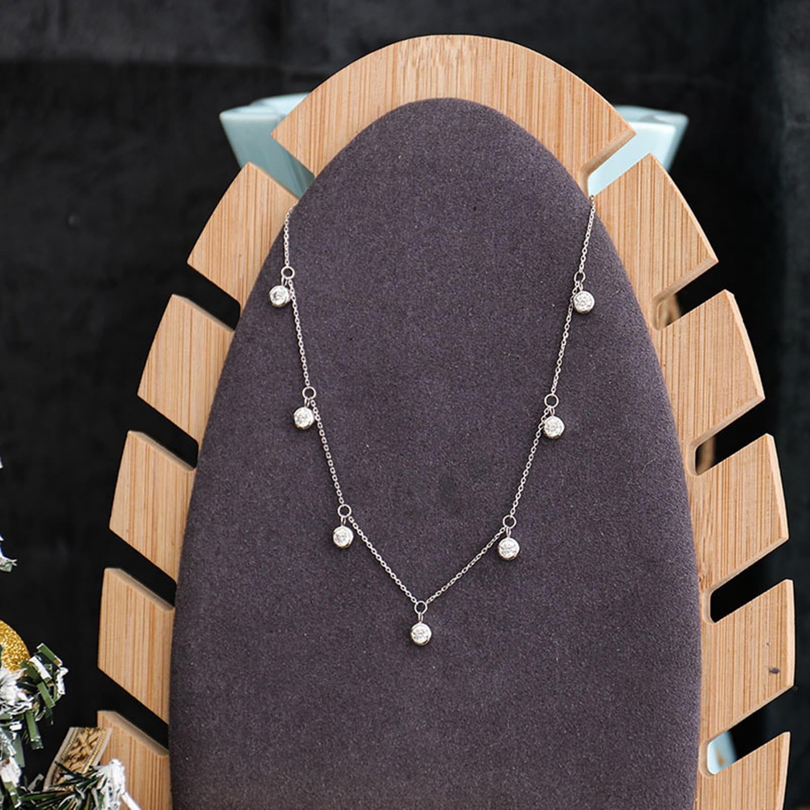 9K/14K/18K Gold Halskette für Frauen Mädchen, Moissanit Edelstein Anhänger Halskette Schmuck Kettenlänge 18 Zoll