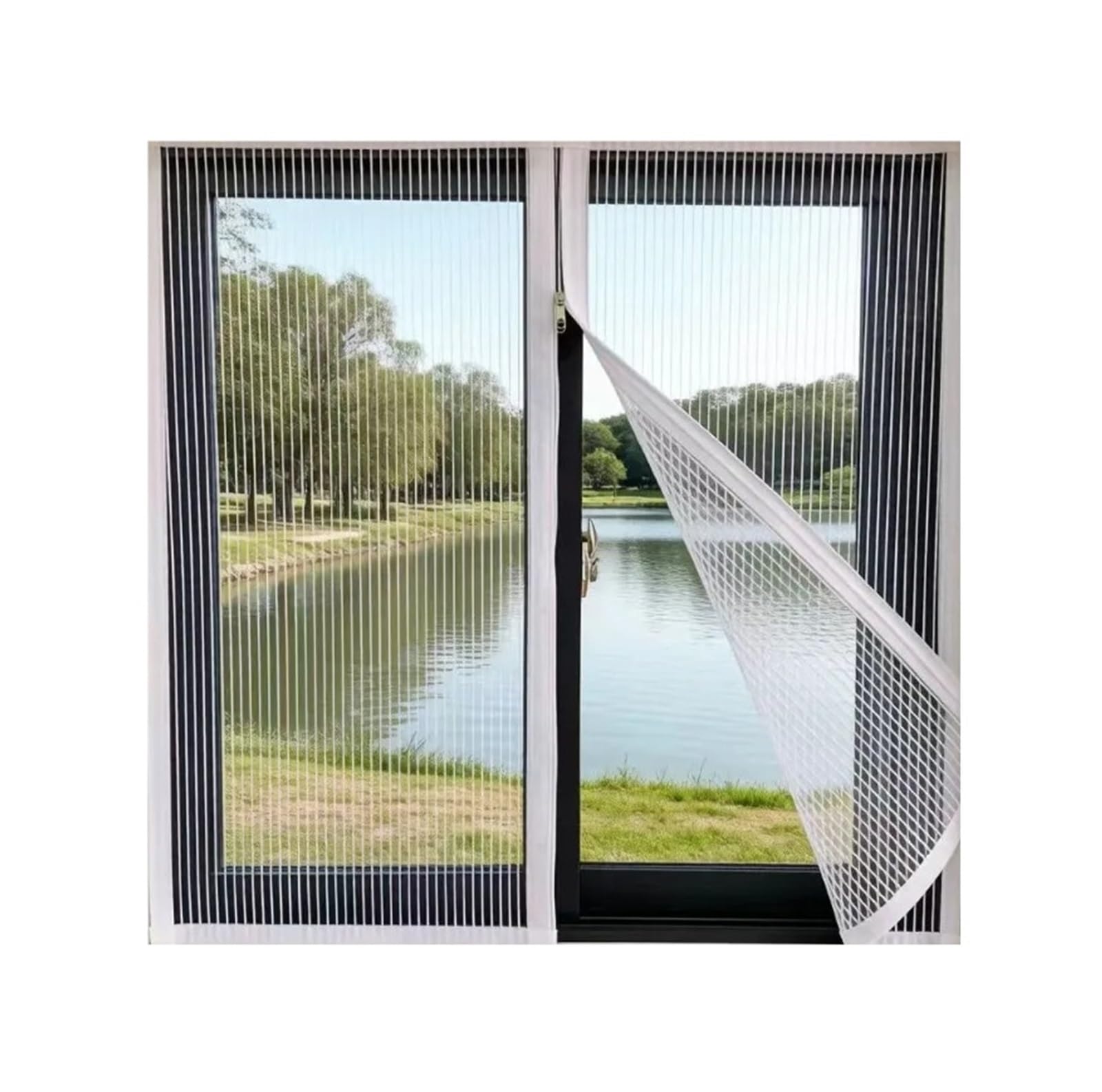 1PC Zipper Type White Mosquito and Dust Resistant Diamond Mesh Window that Can Be Installed Without Drilling(White-Width 170cm,Height190cm)
