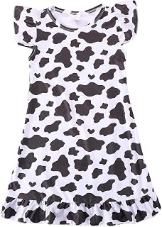 ITachy Toddler Girls Nightgowns Farm Leopard Pattern Sleepwear Night Dress Pajamas 2-8Y