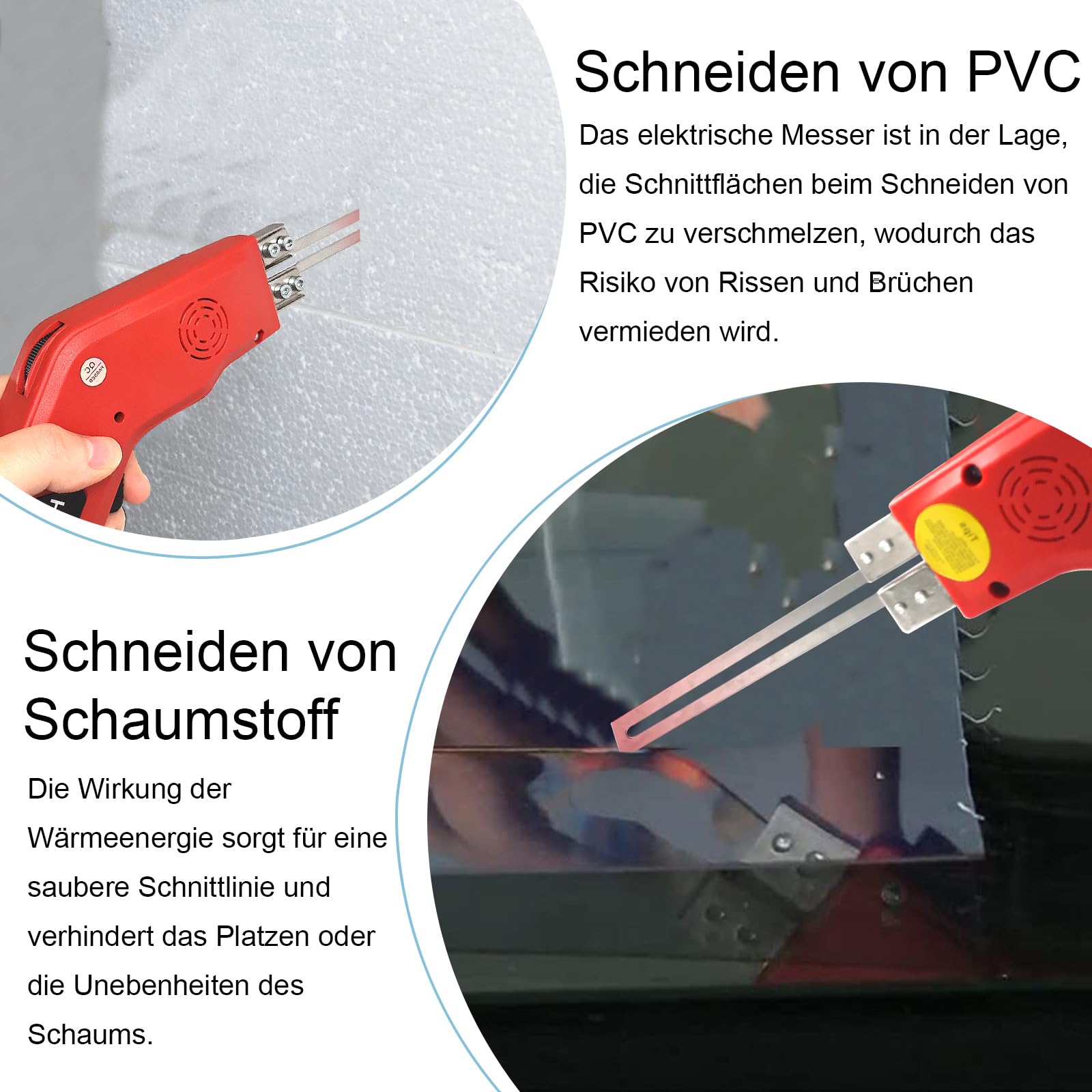 200W Styroporschneider Elektrische Heißmesser Schaumschneider mit 2 Klingen für Styropor, EPS, EPP, KT Board