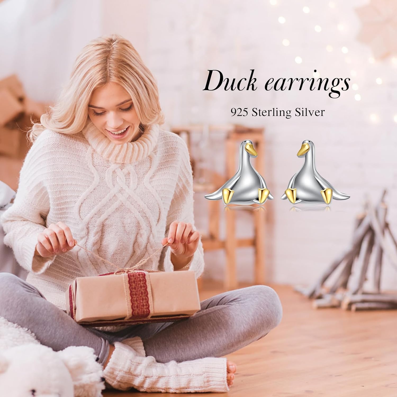 Goose/Dinosaur/Otter/Bee Earrings Sterling Silver Animal Stud Earrings Cute Animal Jewelry Gifts for Women