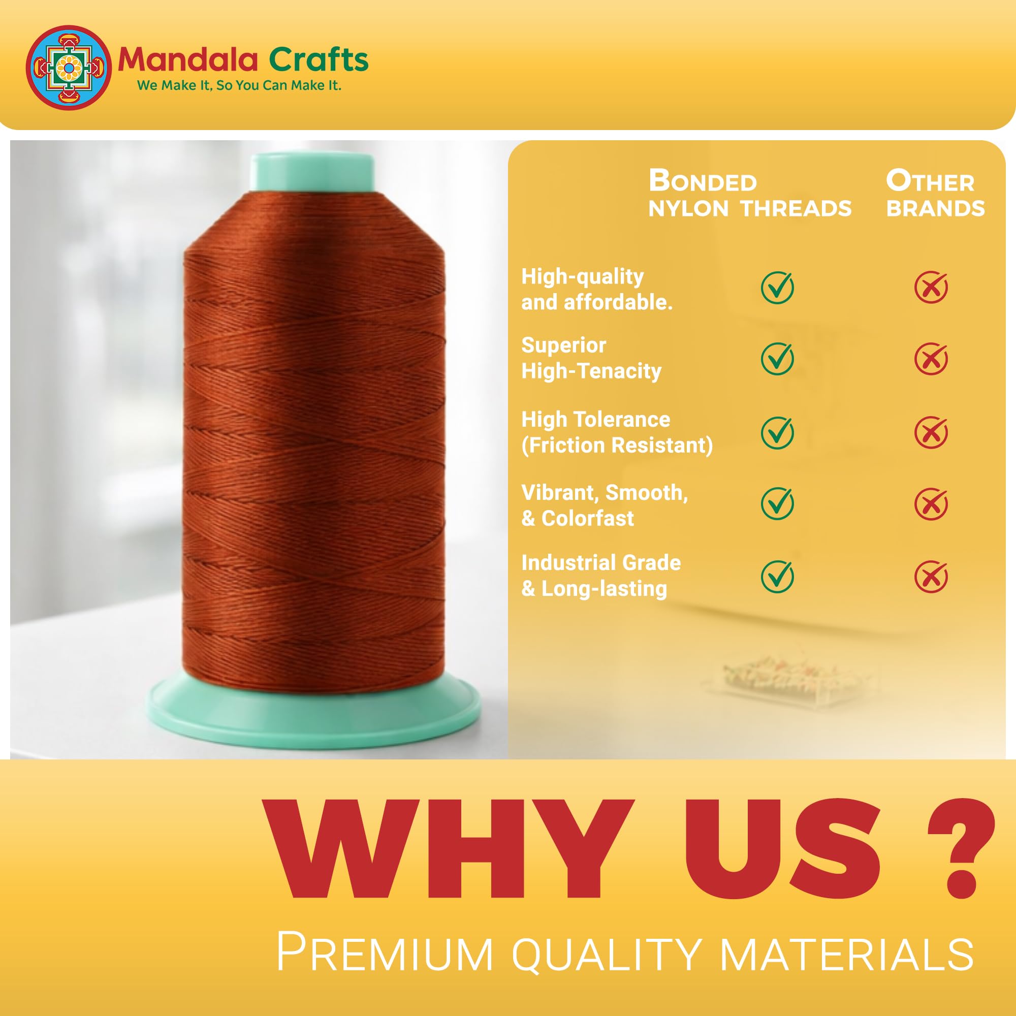 Amazon | Mandala Crafts Tex 70 接着ナイロン糸 縫製用 - 1500ヤード