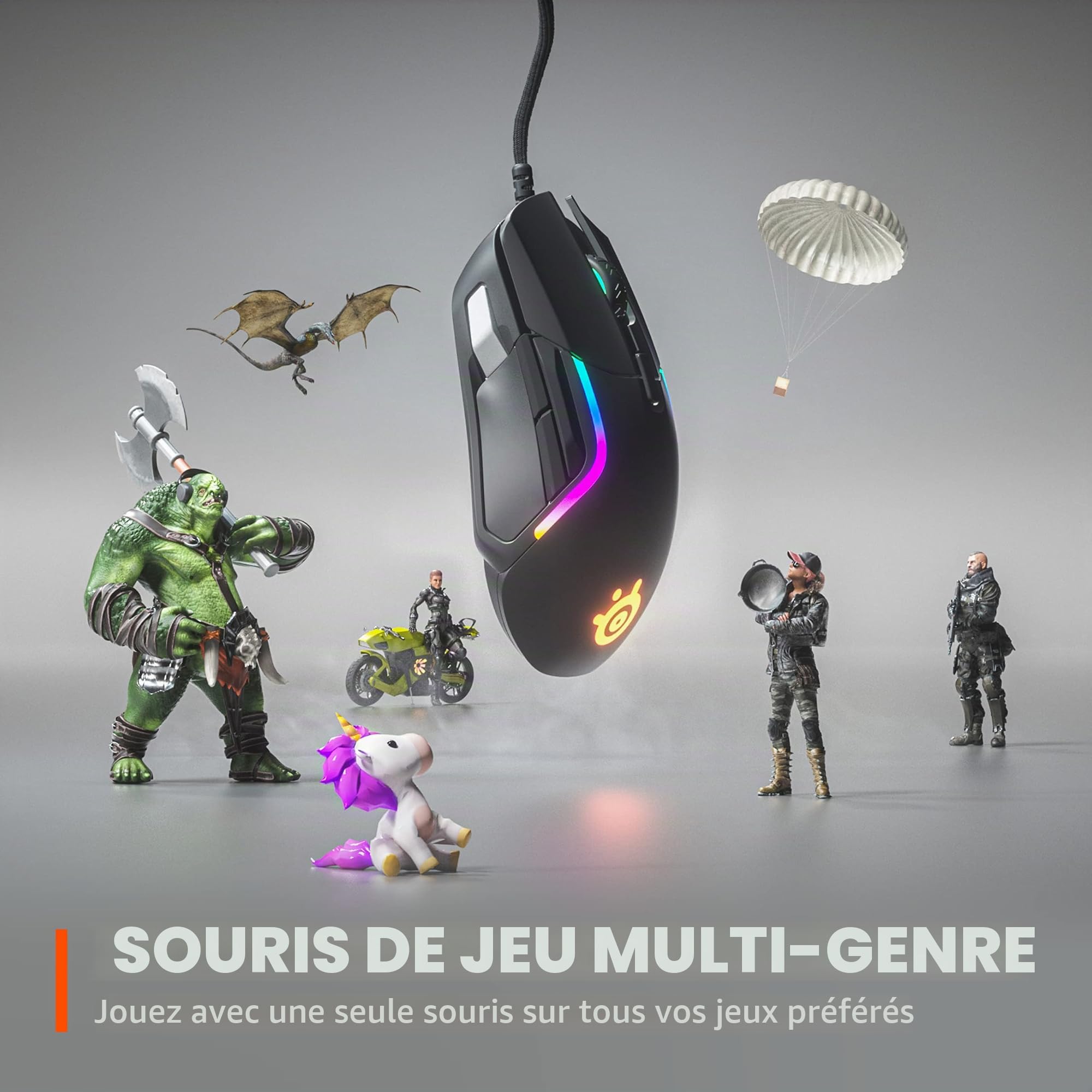 SteelSeries Rival 5 Souris de Gaming avec éclairage RVB PrismSync et 9 Boutons programmables - FPS, MOBA, MMO, Battle Royale - Capteur Optique TrueMove Air 18 000 CPI - Noir