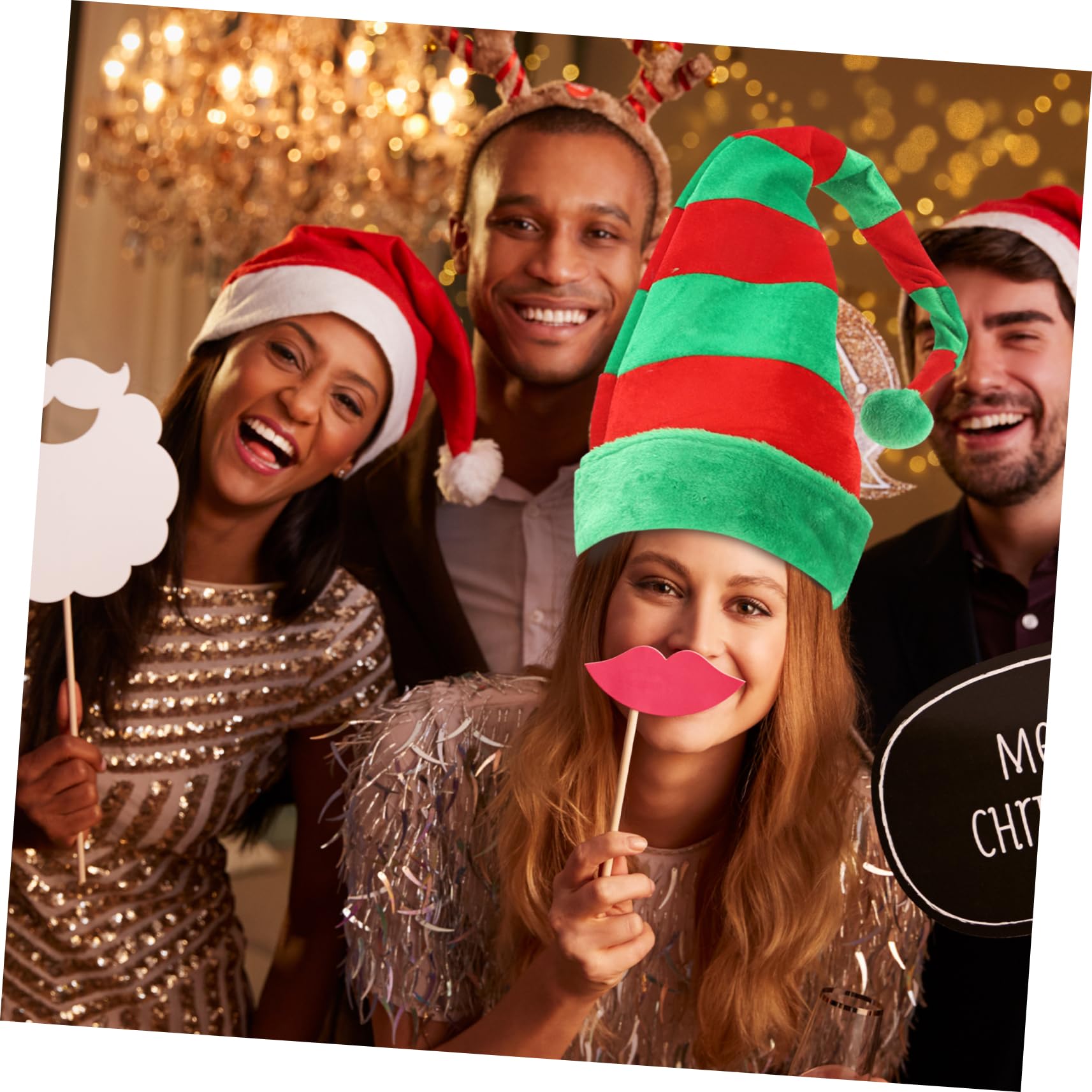 Gadpiparty 3 Pz Cappello Da Elfo Rosso e Verde Lunghi Cappelli Di Babbo Natale Cappelli Di Babbo Natale Per Adulti Novità Divertenti Cappello Da Festa Modellazione