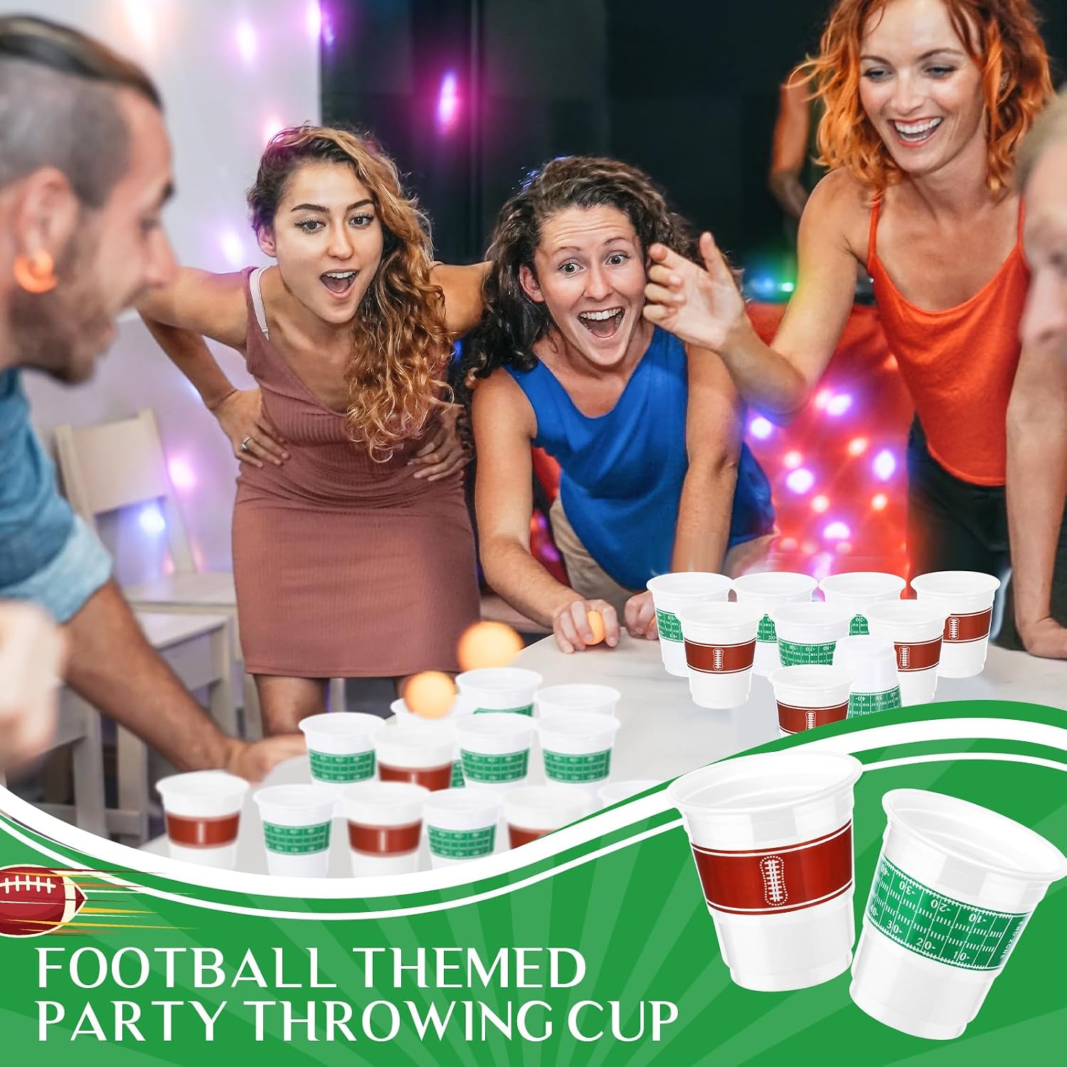 FoldTier 100 Pcs 2 oz Football Shot Glasses, Disposable Football Shot Cups for Fun Football Themed Parties, Tailgates & Sports Events, Birthdays Party Supplies & Decorations