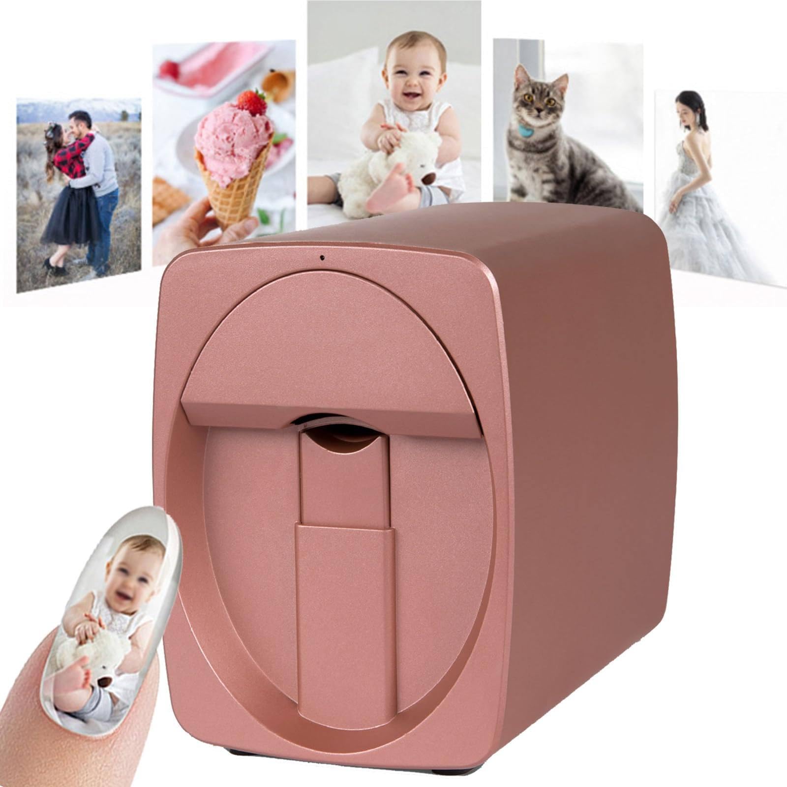 Cyfrowa mobilna drukarka do paznokci, mobilna drukarka do paznokci z ekranem dotykowym 3D Robot z metalową obudową Transfer obrazu Nails Machine Ponad 1500 zdjęć,Pink