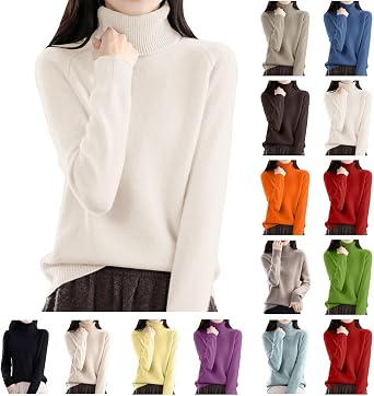 Mock Neck Cashmere Sweaters for Women Turtle Neck Long Sleeve Ribbed Tops Soft Warm Ladies Pullover Sweater Lightweight Casual Winter Christmas Outfits 2025 Cute Office Work Clothes 2-White X-Large
