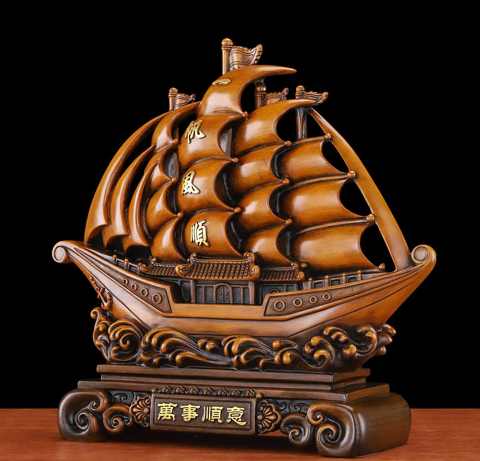 Gran estatua de velero, adorno Feng Shui para el éxito y la fortuna.