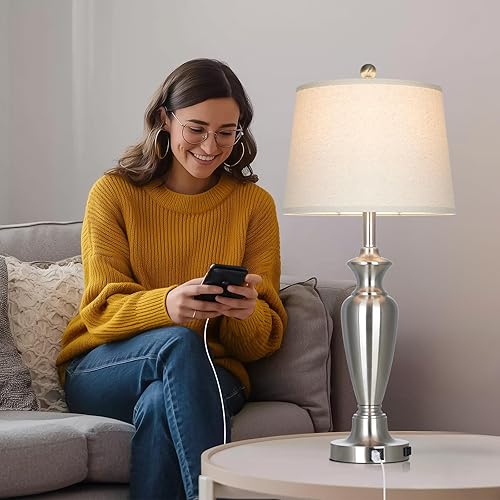 Miniatura 4 de Juego de 2 lámparas de mesa, color plateado