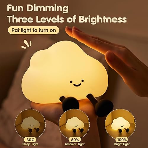 Miniatura 3 de Luz nocturna de nube para niños, adorable lámpara de noche táctil de silicona, luz nocturna LED regulable para guardería, luces nocturnas