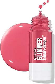 Revlon Glimmer Blush Drops, Liquid Blush for Cheeks, Liquid to Velvety Powder Finish, Glowy, High Pigment, 102 Pink It Over, 0.32 fl oz