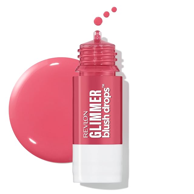Revlon Glimmer Blush Drops Liquid Blush for Cheeks Liquid to Velvety Powder Finish Glowy High Pigment 102 Pink